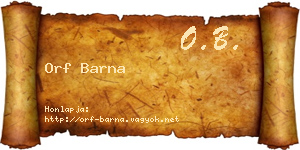 Orf Barna névjegykártya